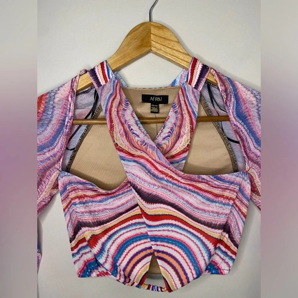 🏷️ NWT AFRM Cordelia Cropped Cross Neck Long Sleeve Top - Picture 7 of 7